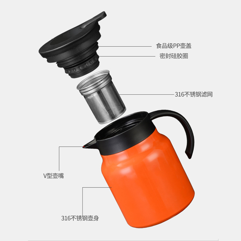 316 Stainless Steel Stewed Teapot Large Capacity Insulated Pot Tea Water Separation Tea Home Office Coffee Pot Wholesale