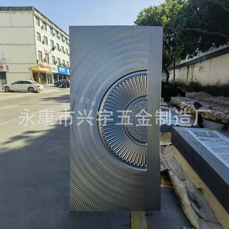 Текстурированная дверь из нержавеющей стали 304, специальная для входной двери виллы, лазерная резка и гидравлическое формование