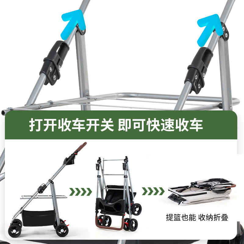 Pet Cart Dog Cat Cart Dog Cart Separate Bag Cage Lightweight Foldable Small Pet Cart for Going Out