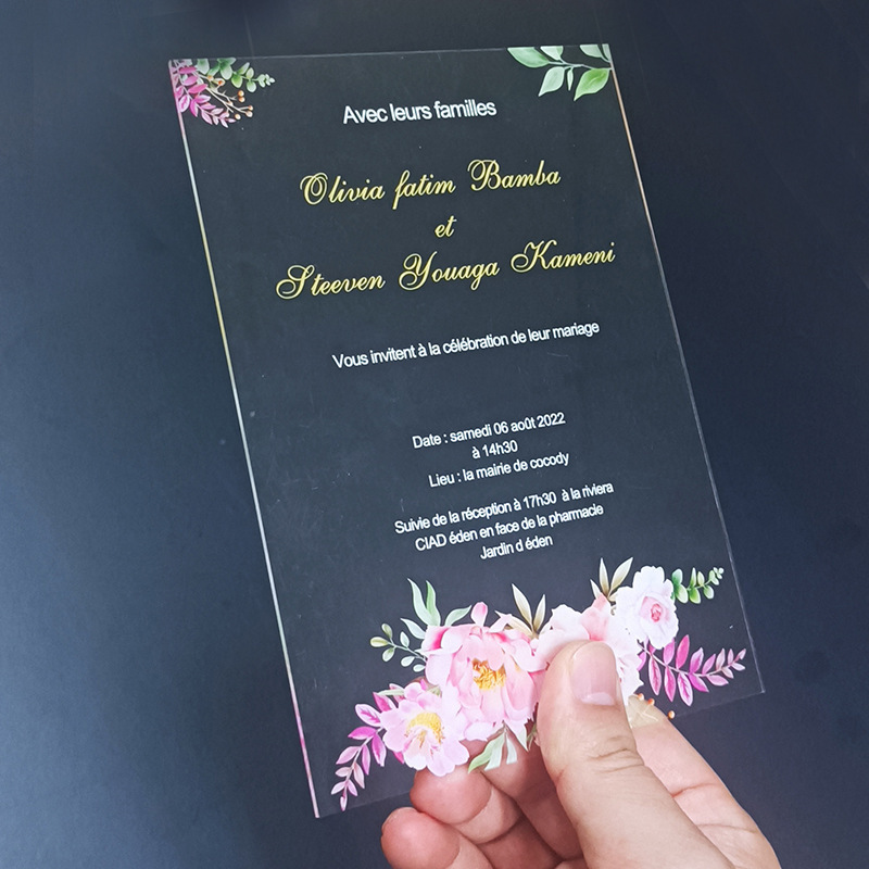 uv printing acrylic invitation card invitation letter invitation card birthday wedding banquet card printing glass making wholesale