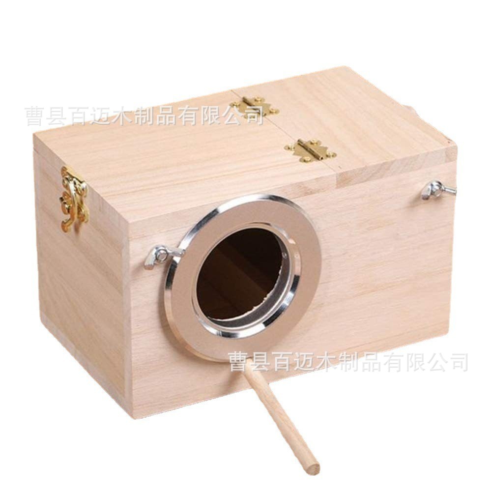 Cross-border supply of various sizes of creative solid wood parrot breeding box tiger skin peony bird supplies bird cage hatching box wood