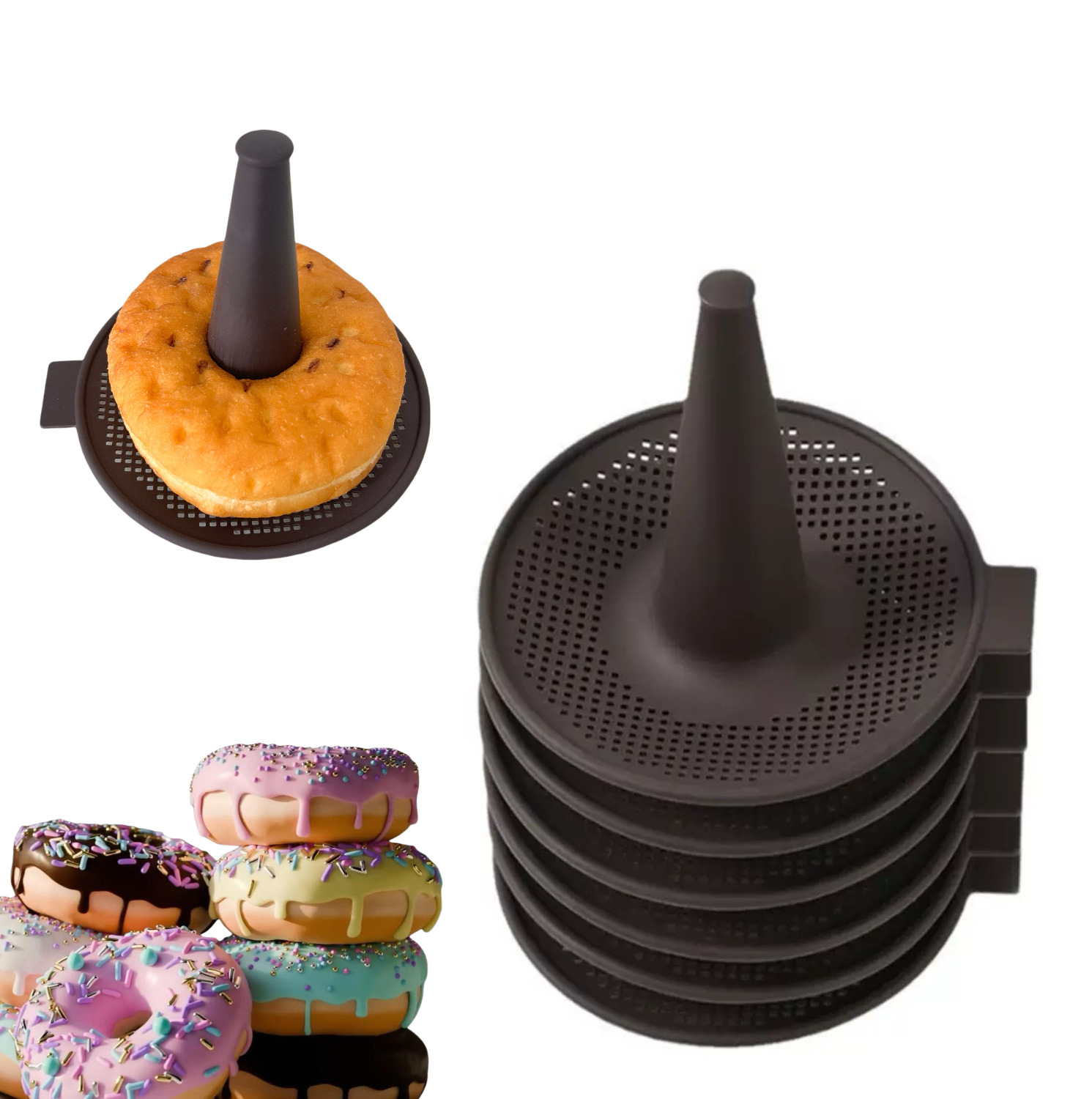 Cross-border baking mold 6-piece bread donut silicone mold baking cake mousse mold donut making