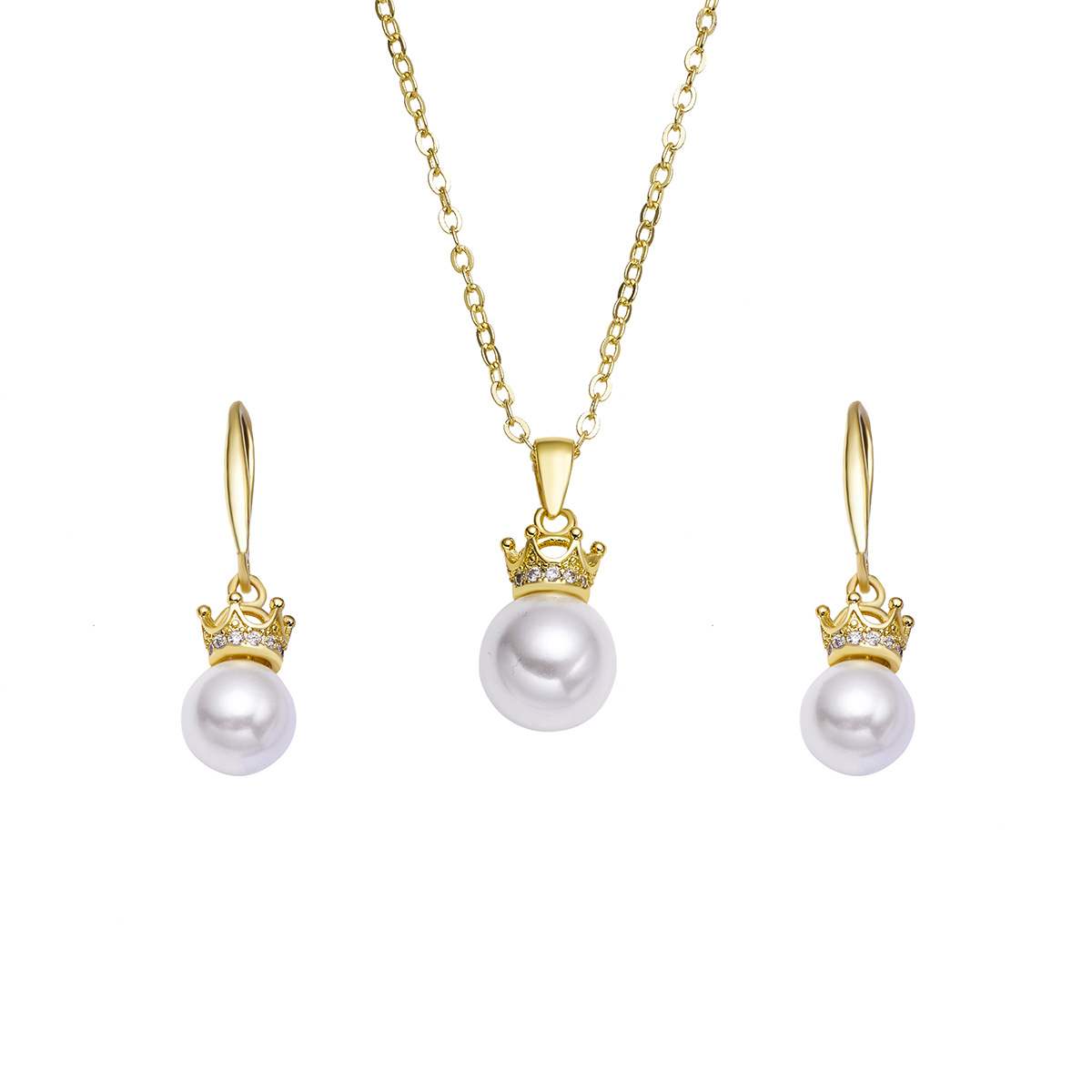 2022 new Korean fashion fashion small crown beaded pendant ear hook two-piece empty support finished products wholesale