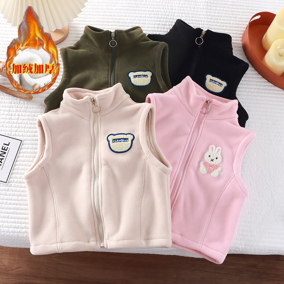 Children's Vest 2025 Autumn and Winter New Style Austrian Velvet Vest for Boys and Girls, Warm Outer Wear, Soft and Comfortable Waistcoat Cardigan