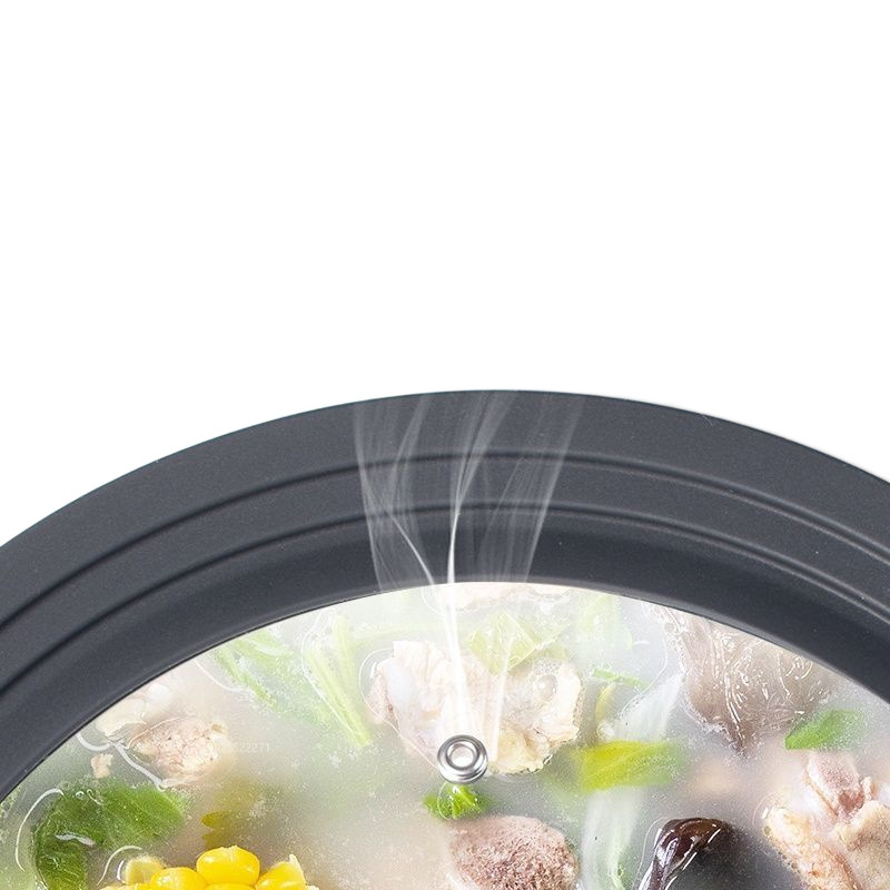 Silicone Pot Lid Household Anti-Spill Anti-Scalding Cap Anti-Fall Universal Round Transparent Tempered Glass Lid Stew Soup Bowl