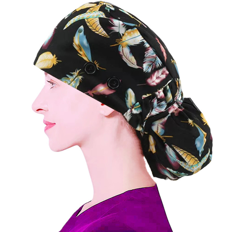 Cross-Border Custom-Made Nurse Beauty Salon Long Hair Cotton Work Hat Amazon Women's Bag Headscarf Chef Dental Back Tie Elastic