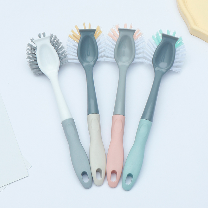 Пластиковая щетка для кастрюль с лопаткой, щетка для посуды, висячая, антипригарная, с длинной ручкой, щетка для плиты, чистящая щетка