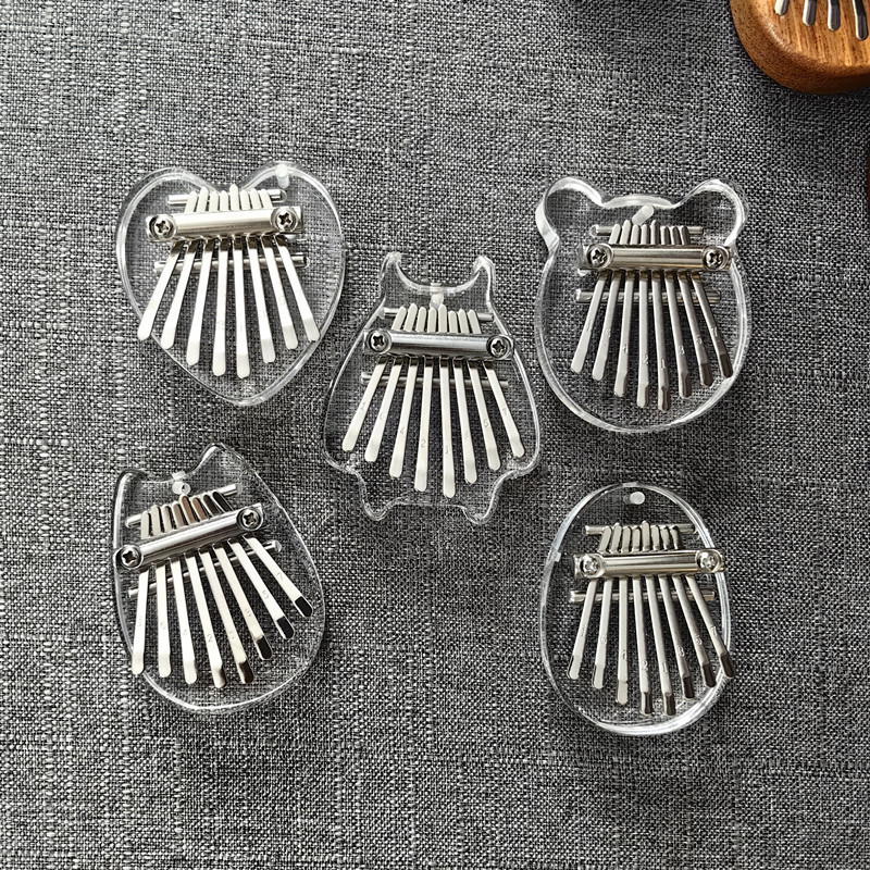 Musical Instrument Cross-Border 8-Tone Mini Thumb Piano Kalimba Solid Wood Crystal Transparent Five-Finger Piano Portable Craft Finger Piano