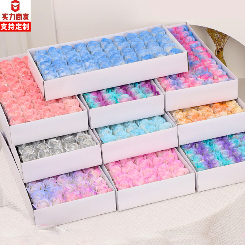 Мыло в виде розы, искусственный вечный цветок, спрей на День святого Валентина, цветное мыло, подарочная коробка, ручная работа, декоративное мыло, креативный цветок