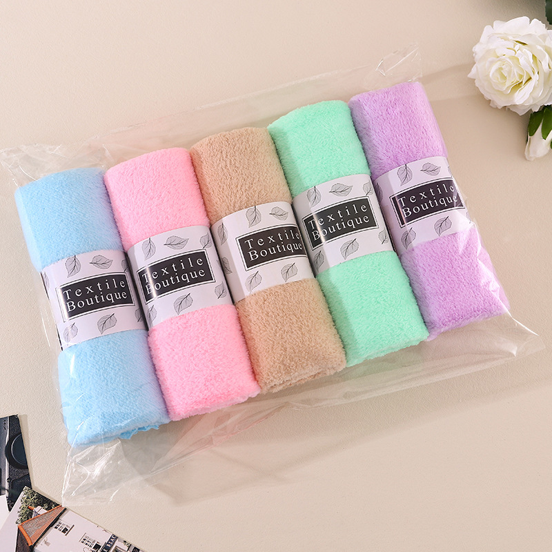 High density coral fleece towel wholesale spot production absorbent lint-free cut fleece waist seal packaging gift towel