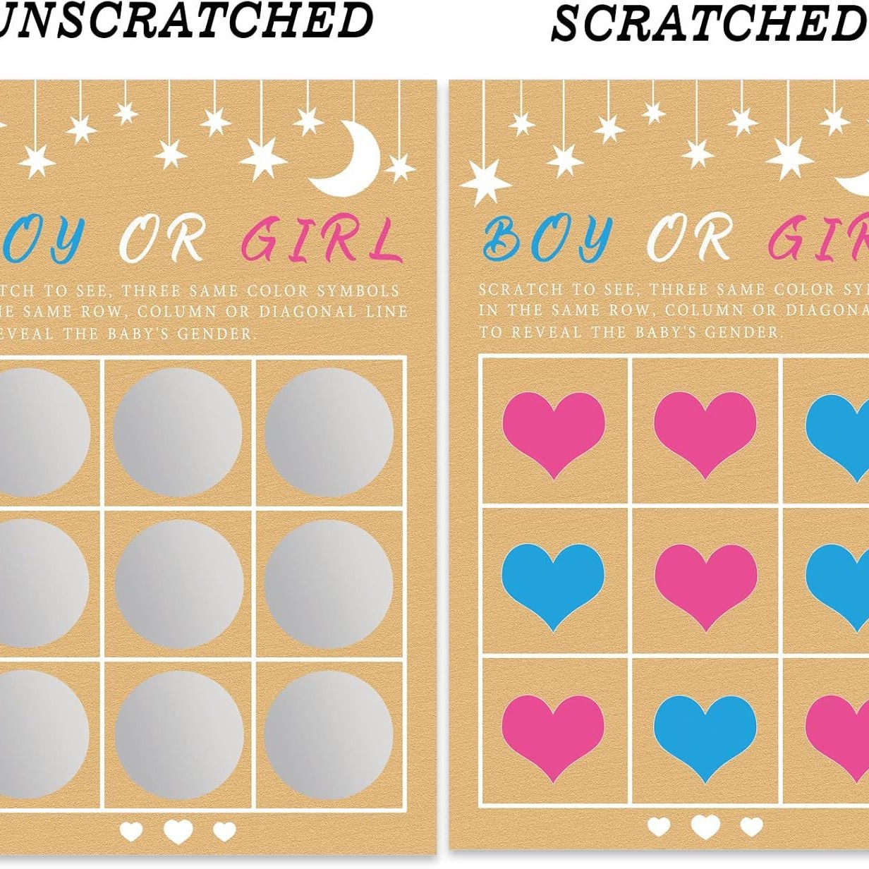 Its a Girl Gender Reveal Gender Guess Girl Guess Boy Scratch Card Family Friend Shower Game Card