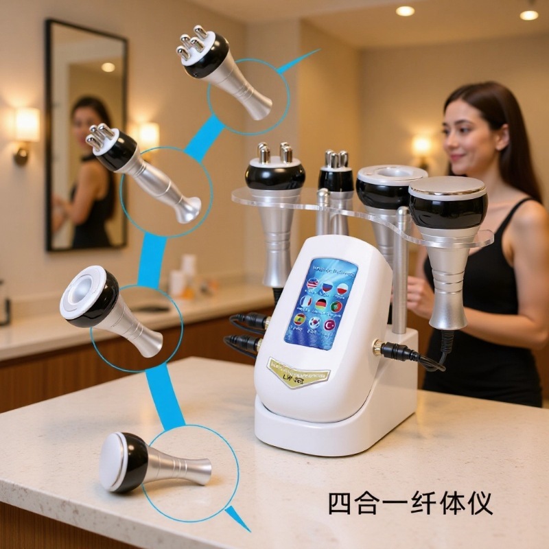 Cross-Border Four-In-One Beauty Instrument Three-In-One 40K Ultrasonic Cavitation Machine Negative Pressure Massage Care Introduction Body Beauty Instrument