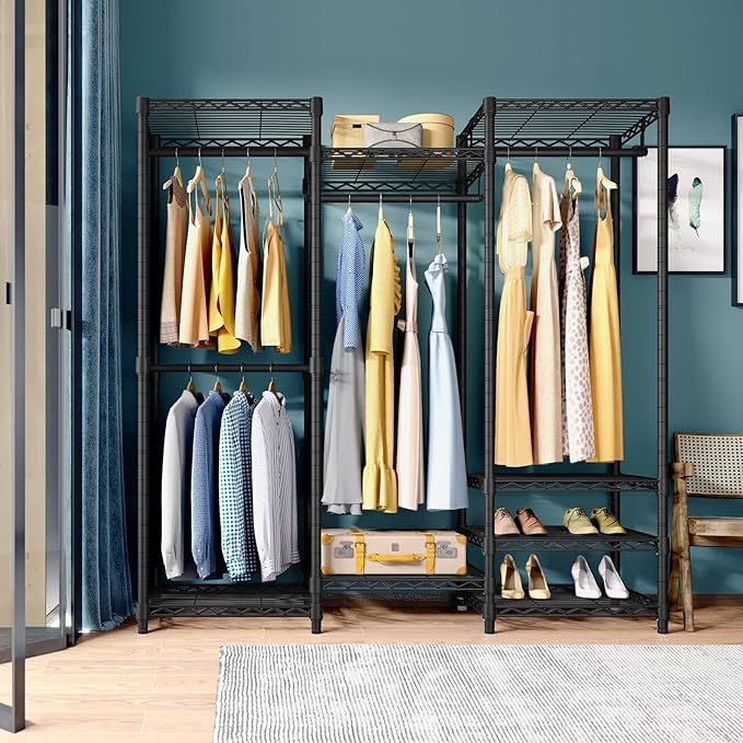 Bold Reinforced Steel Pipe Portable Wardrobe Customized Adjustable Heavy Duty Clothes Rack Vertical Home Bedroom Simple Wardrobe