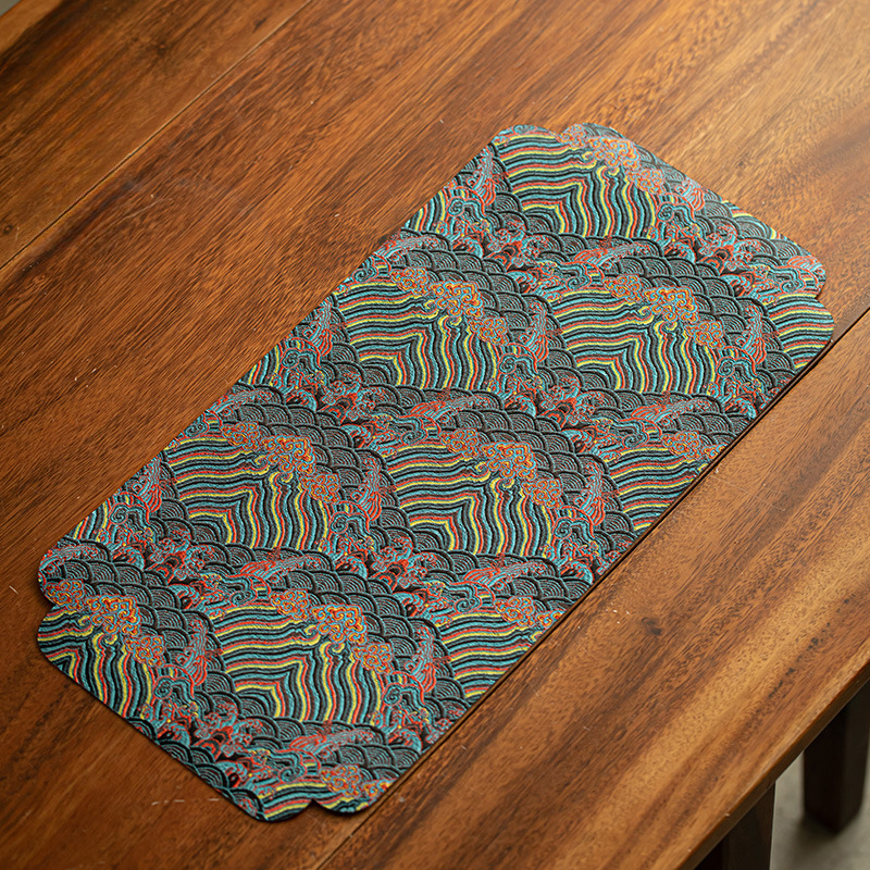 New national fashion double-sided brocade tea mat tea ceremony dry bubble mat court yunjin National style printing retro micro absorbent mat