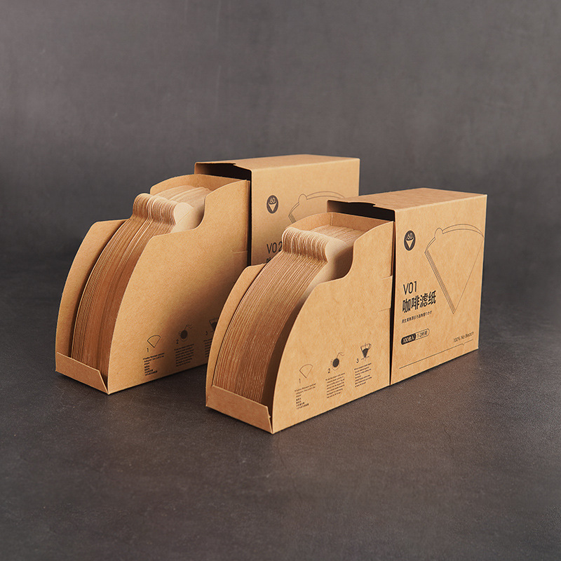 Hand-made coffee filter paper cone-shaped raw wood pulp V60 funnel American coffee machine drip filter paper 1-2/2-4 person