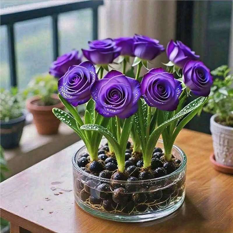 [Water and It Will Bloom] Hydroponic Fragrant Rose Bulbs + Air Orchid Combination Set Damascus Rose