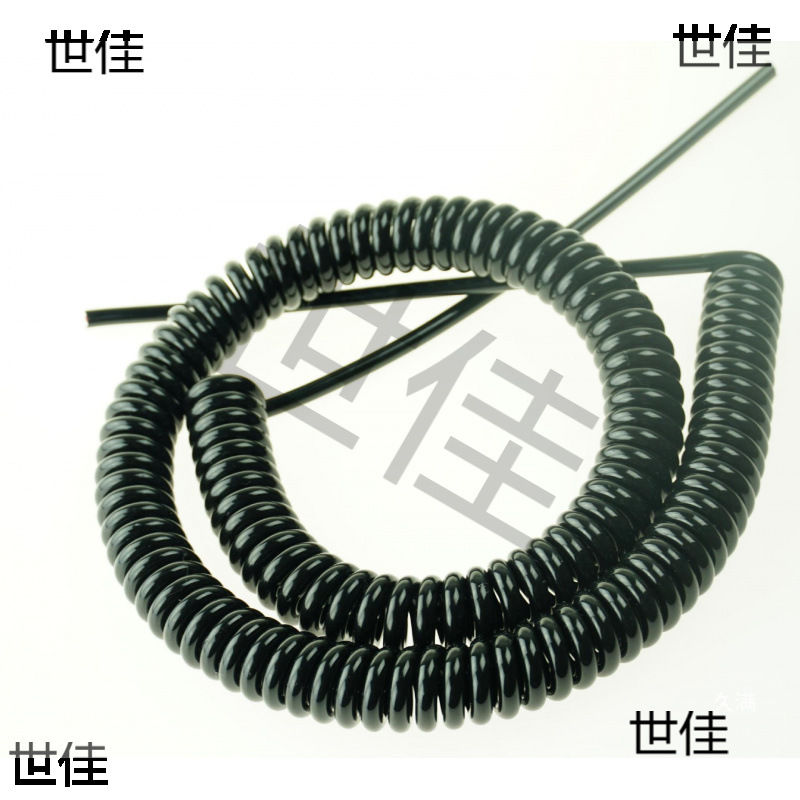 Spring Wire 2-Core 3-Core 4-Core Pu Telescopic Spiral Cable National Standard Copper Core Cable Black High Elastic Power Cord