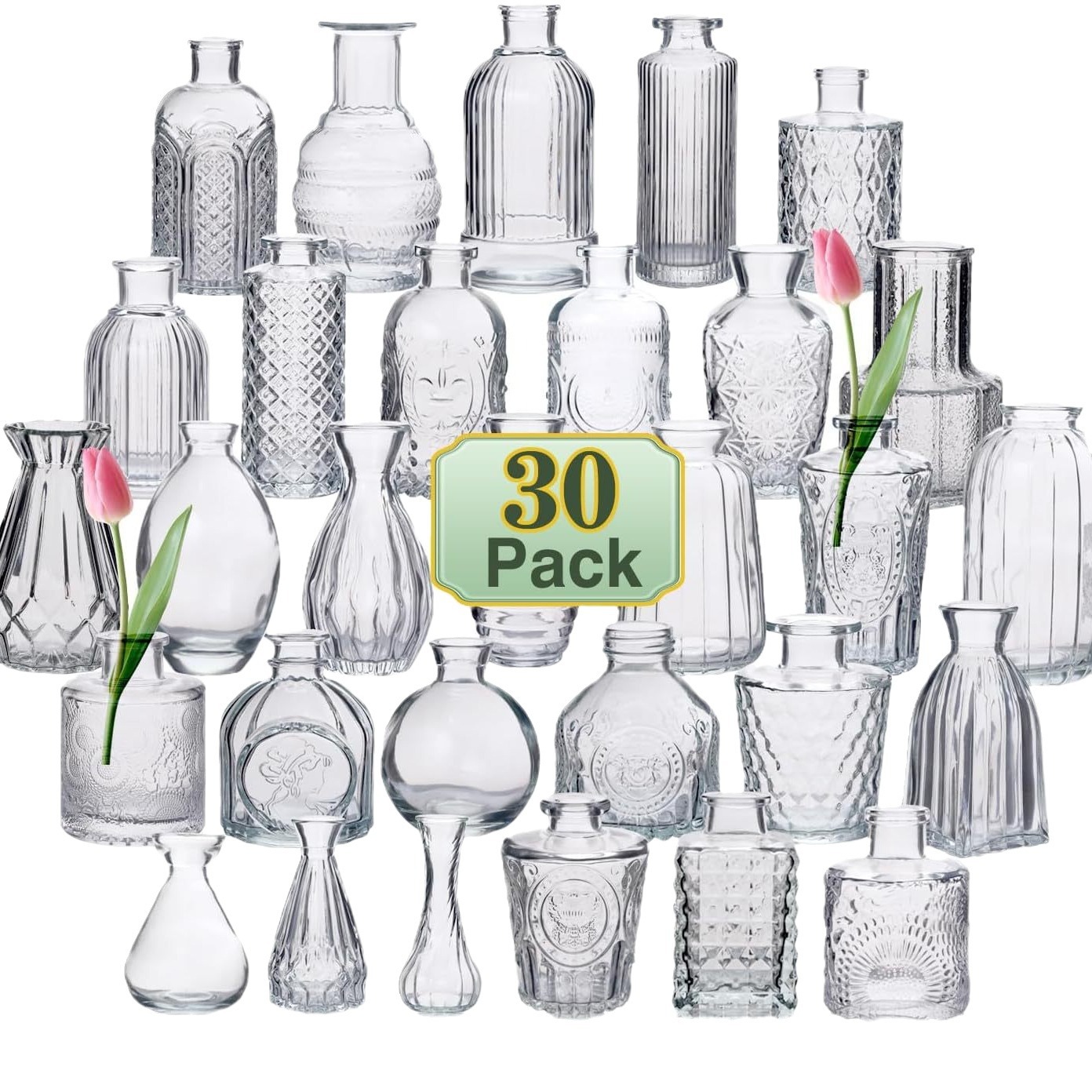 Foreign Trade Light Luxury Vintage Glass Vase Transparent Ins Style Ornaments Flower Ornaments Middle Ancient High-grade Small Vase suit