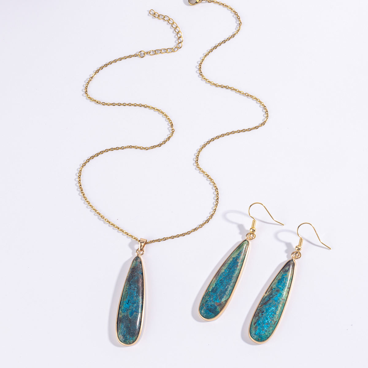 Zhuhang Jewelry Cross-Border New Natural Crystal Earrings Necklace High-End Temperament Imperial Pine Earrings Pendant Wholesale