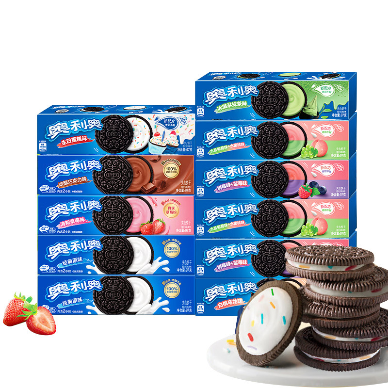 Oreo 97g New Arrival Mondelez Original Multi-Flavor Sandwich Biscuits Casual Snacks Internet Celebrity Snacks Whole Box Wholesale