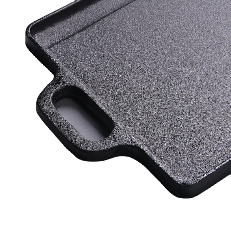 Factory Direct Sales Cast Iron Pot with Double Handles Outdoor Grill Pan 202-203 Double-Sided Barbecue Frying Pan Camping Rectangular