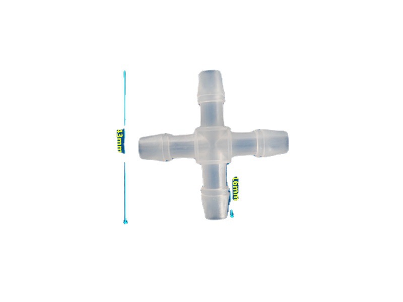 Plastic Four-Way Connector Pp Four-Way Plastic Cross-Type Connector Four-Way Hose Connector Equal Diameter Four-Way