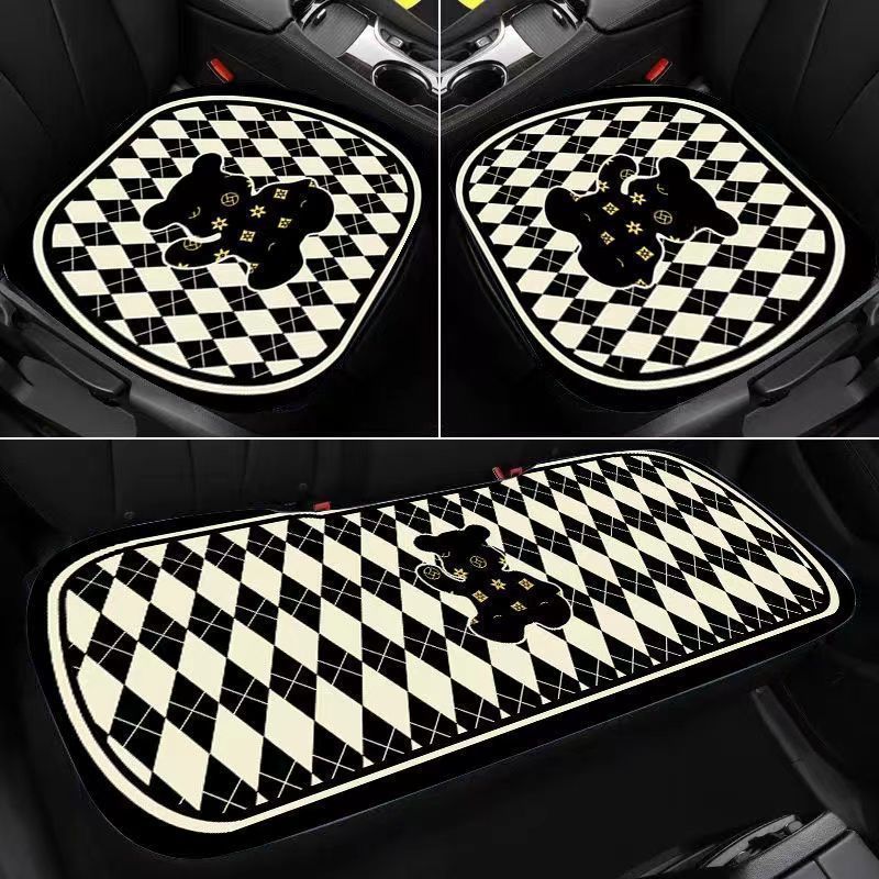 Internet Celebrity Cartoon Car Cushion Three-piece Seat Cushion Single-piece Car Interior Decoration Four Seasons Universal Breathable Cushion