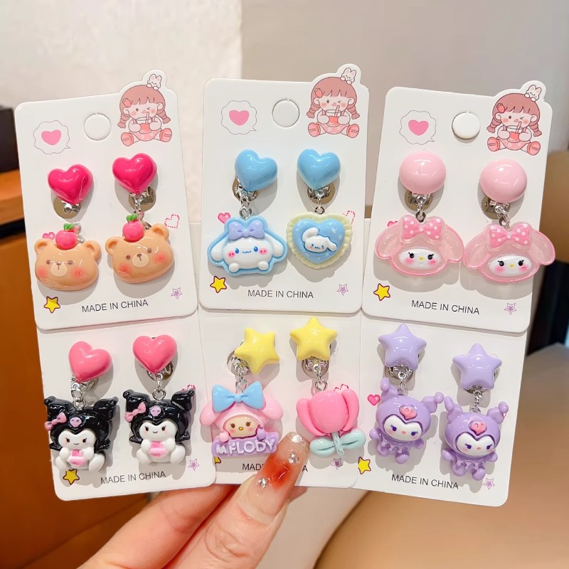 Children's Ear Clip Cartoon Kuromi New Girl Toy Earrings Girl Earrings Earrings Baby Gift Earrings