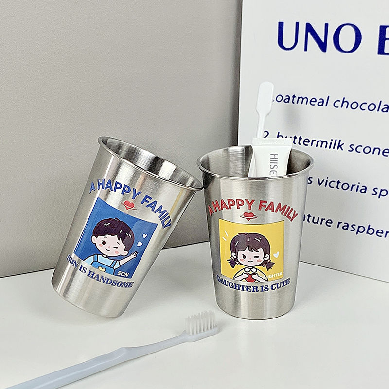 Креативная семейная чаша для полоскания для мальчиков и девочек, утолщенная, противоударная, простая чаша для полоскания, чашка для зубных щеток из нержавеющей стали для пар