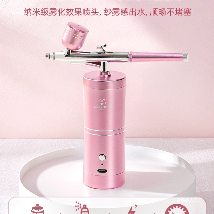 Airbrush Gun Electric Wireless Cake Coloring Baking Sandblasting Gun Handheld Birthday Peach Paint Nail Art Glaze Powerful Factory