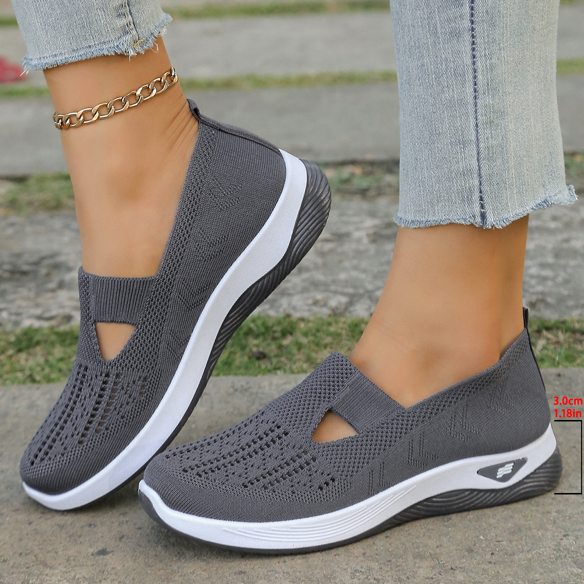 Temu Cross-Border Women's Shoes Casual Shoes Factory Soft Sole Breathable Fashion Mom Shoes Sports Shoes Women's Delivery