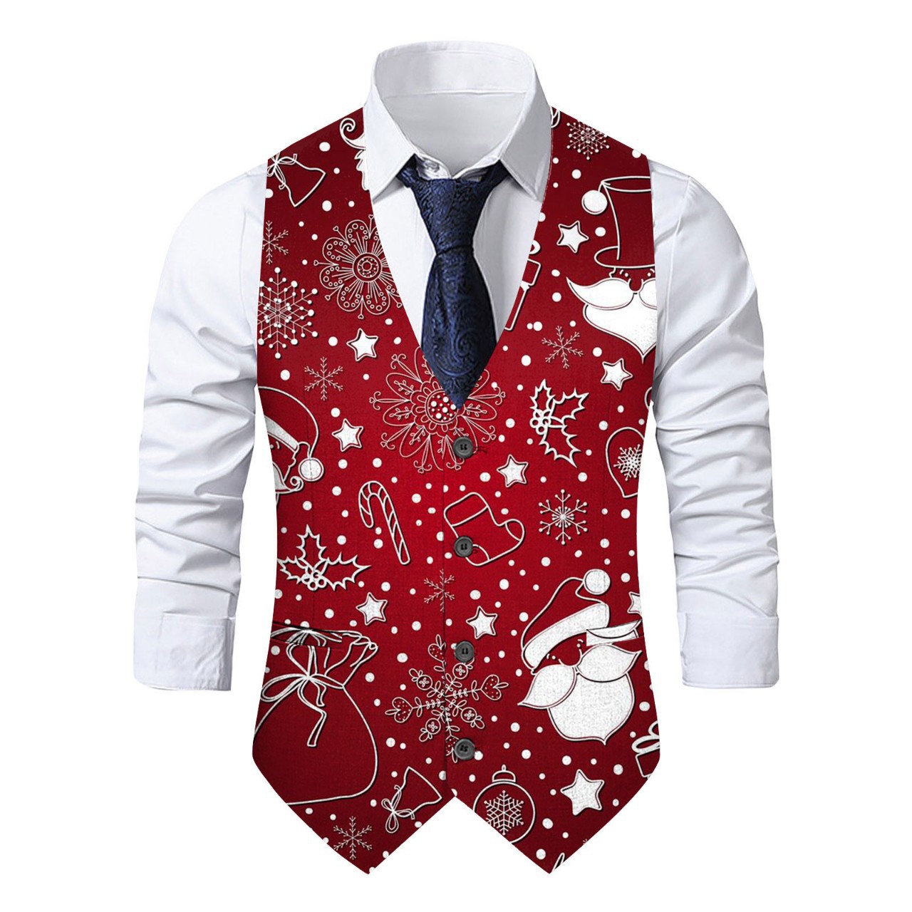 2023 Men's Christmas Random Print Suit Vest European and American Style Party Gentleman Style Slim Fit European and American Trend