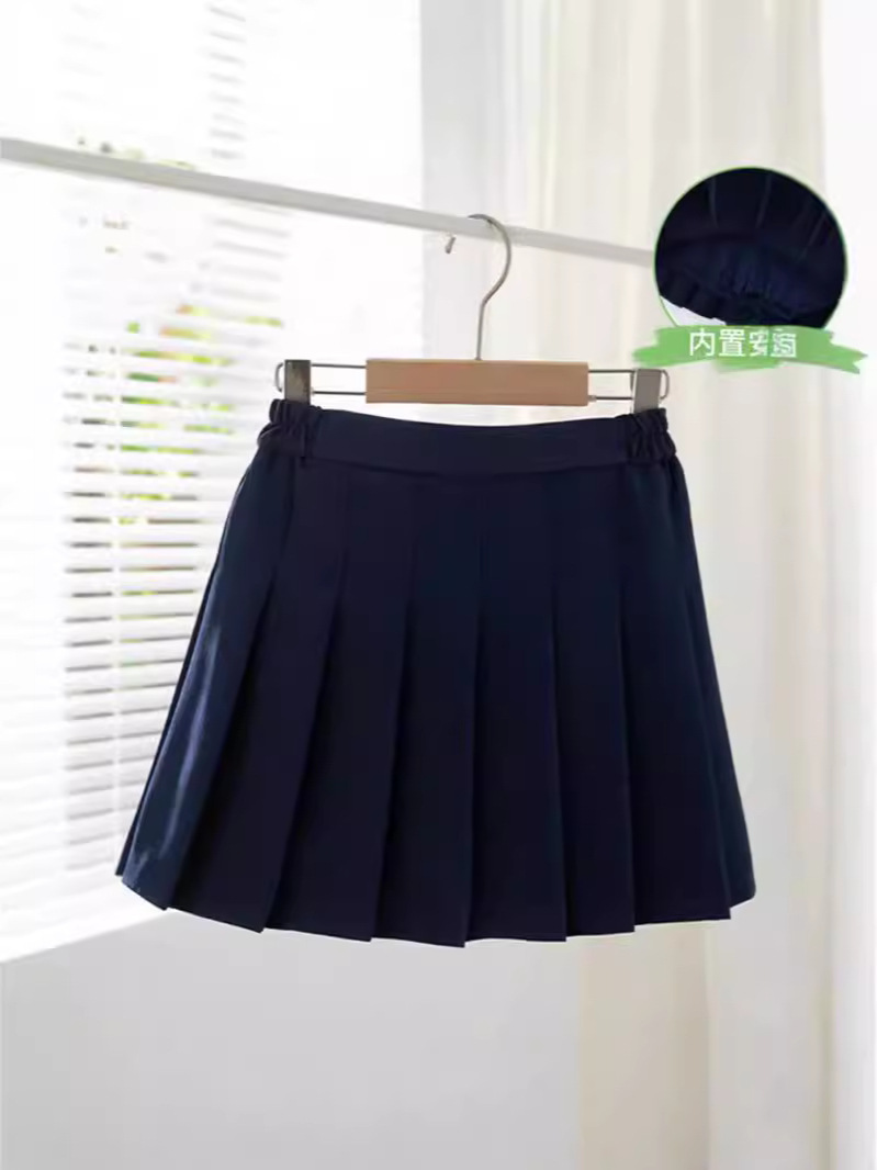 Spring and Autumn Girls' White Skirt Korean Style High Waist Elasto Pleated Skirt College Style New Style Girl