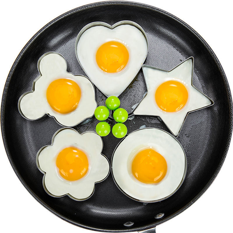 Stainless Steel Fried Egg Mold Artifact Home Breakfast Fried Egg Poached Egg Model Creative Love Round Fried Egg
