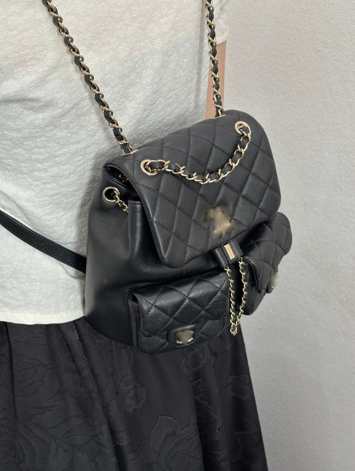 Little Chanel Grandma's Women's Bag Dumpling Frog Bag Cowhide Quilted Backpack Multi-Pocket Chain Backpack