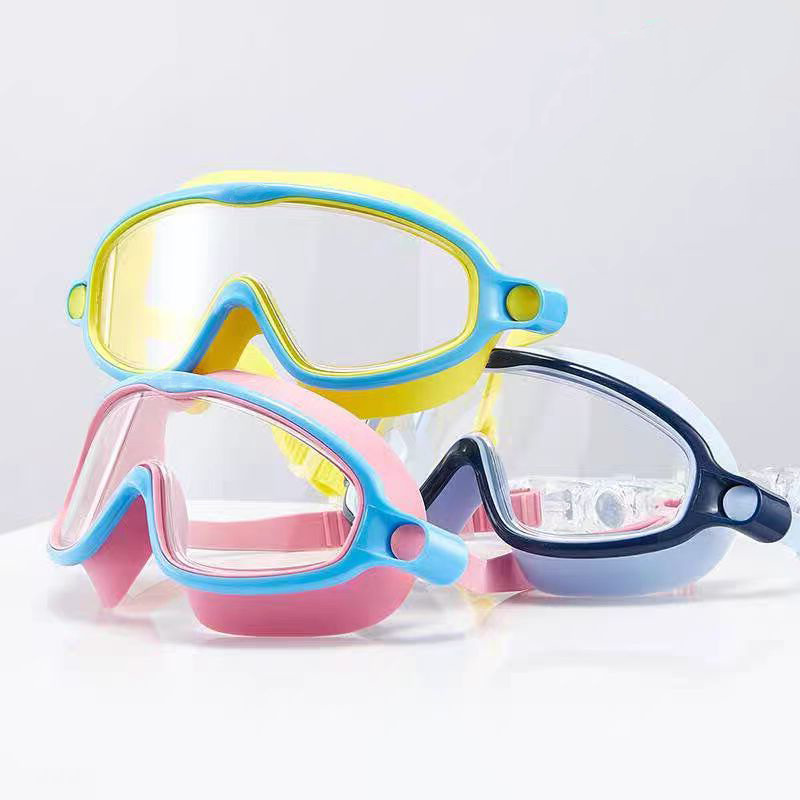 Children's Goggles Boys and Girls Swimming HD Waterproof Anti-fog Big Frame Swimming Goggles Diving Goggles Professional Glasses