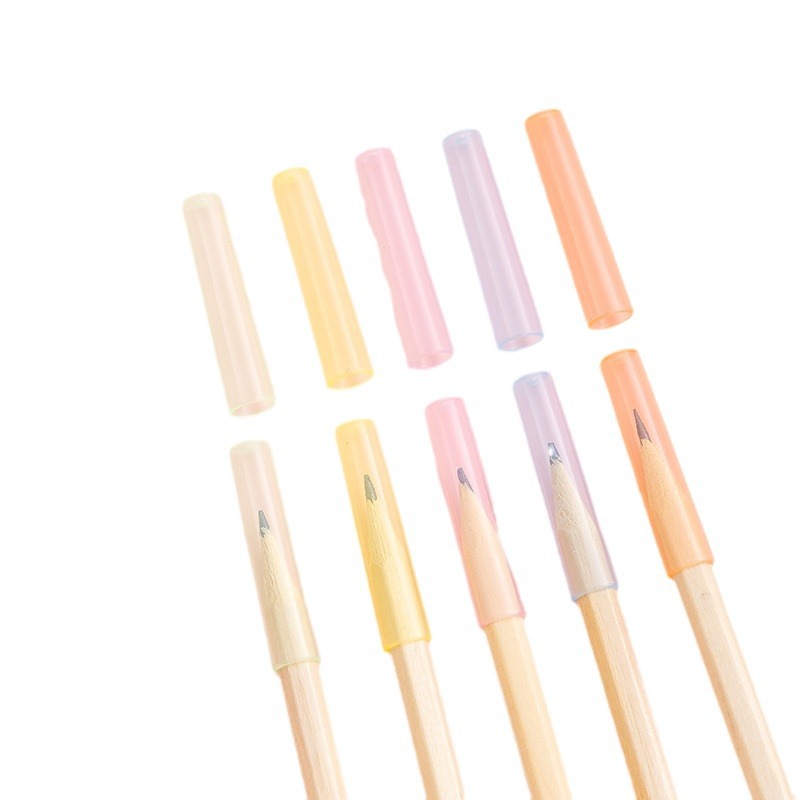 Pencil Cap Transparent Pen Set Children's Pencil Head Pencil Cap Protective Cover Plastic Creative Lender Pencil Grip