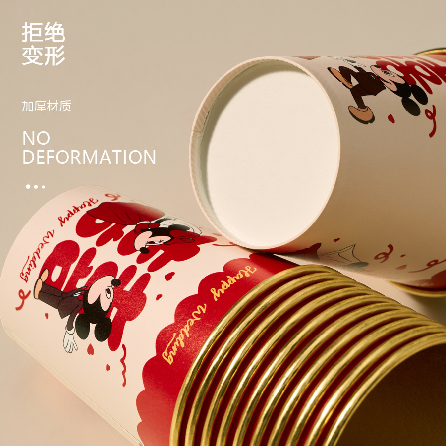 Wedding Gold Foil Cup Disposable Paper Cup for Tea and Toast Red Wedding Banquet Thickeneded Wedding Cup High-End
