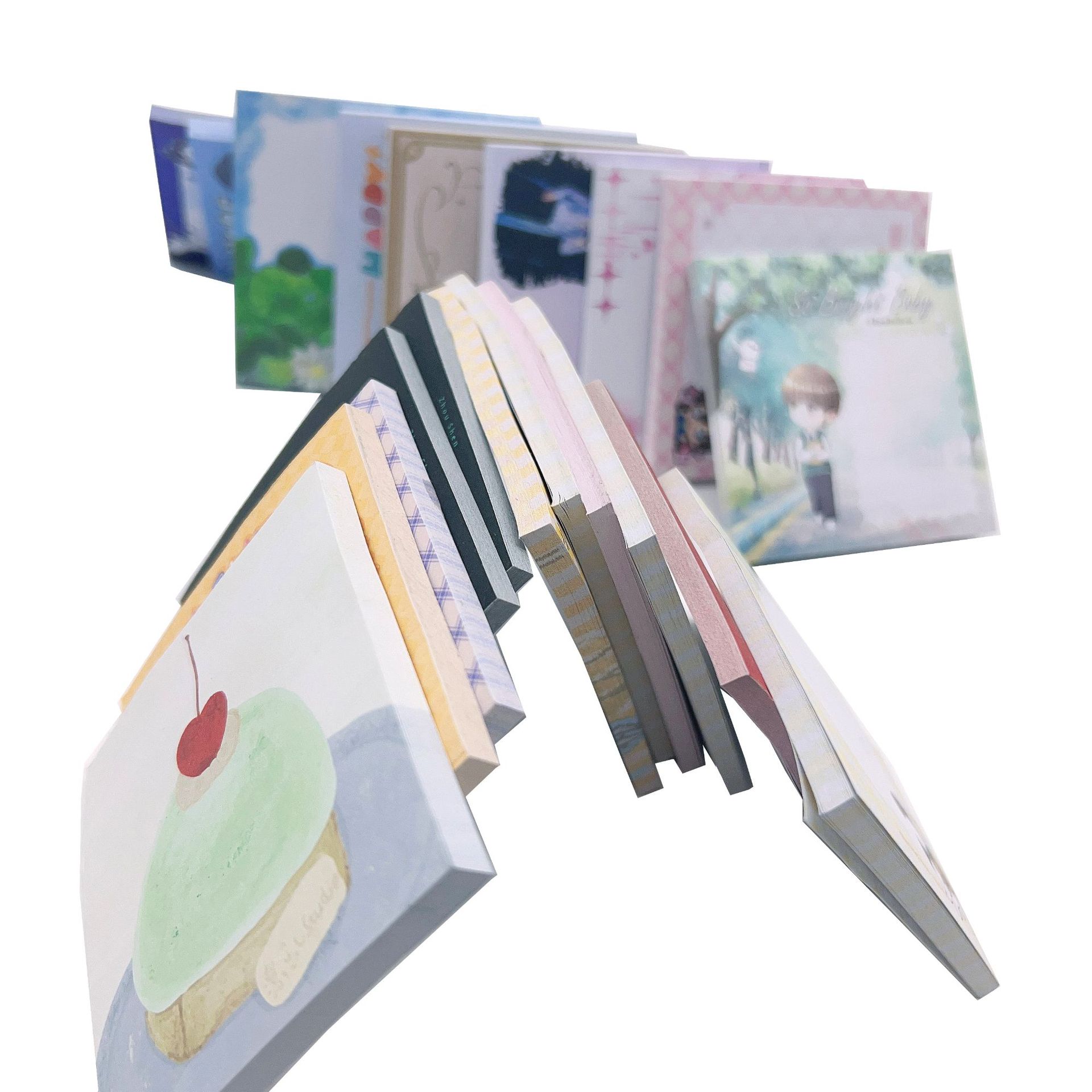 Customized Cute Square Sticky Notes, Custom-Made Note Pads, Tearable and Sticky Messages, N Times Stickers, Ins Special-Shaped Combination Set