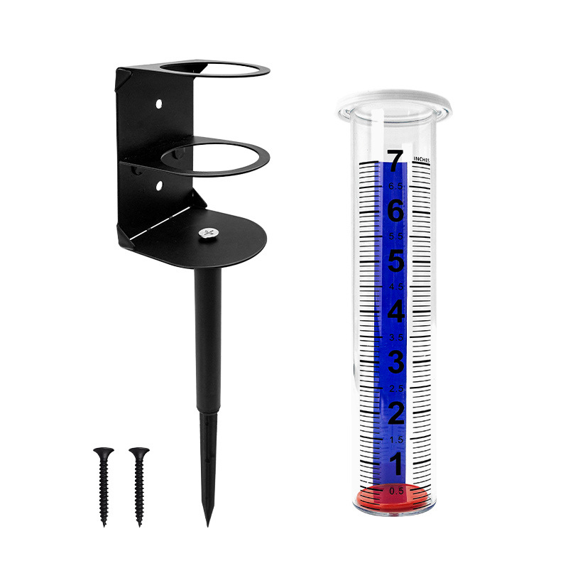 Cross-Border New Outdoor Metal Bracket Rain Gauge Garden Lawn Courtyard Outdoor Rain Measurement Tool Plastic