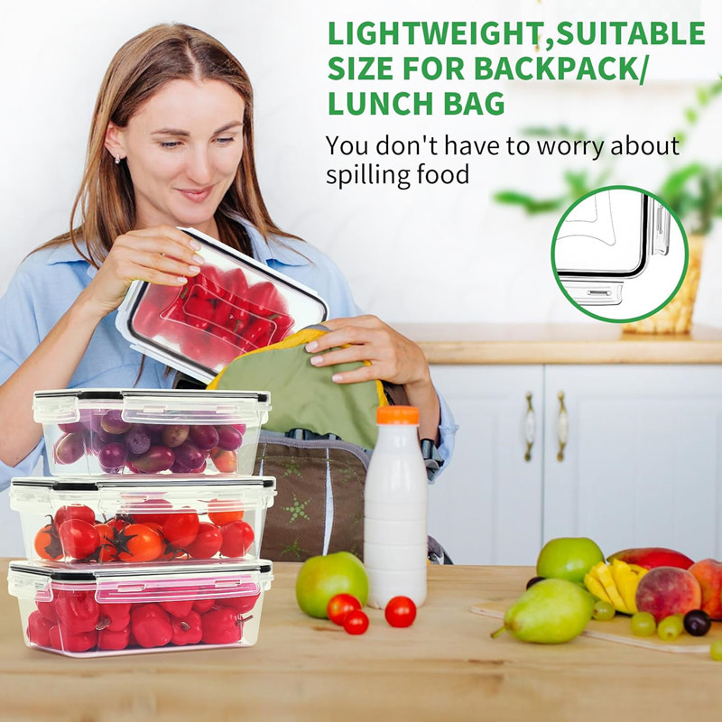 Lunch Box Multi-Specification Kitchen Storage Plastic Sealed Box Vegetable and Fruit Snack Classification Storage Transparent Square Fresh-Keeping