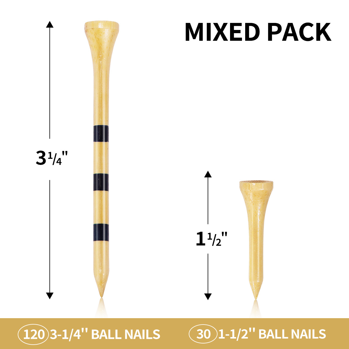 Bamboo high-quality golf nails (2-3/4 "3-1/4" optional) | More durable and stable Golf Tee