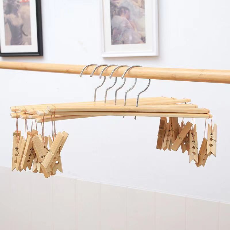 4-х головочный зажим для брюк из бамбука, многофункциональный складной зажим для сушки, оптовая продажа зажимов для носок из бамбука