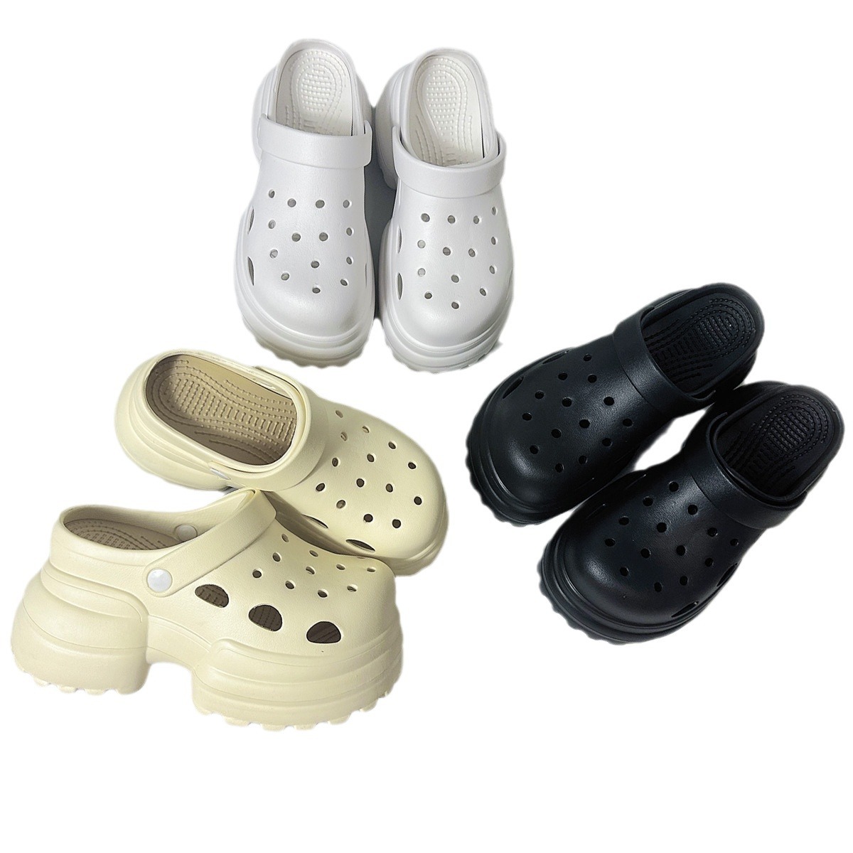 Super High-Heeled Eva Stepping on Poop, Outdoor Garden Shoes, Beach Shoes, Summer Two-Wear Sandals, DIY Thick-Soled Clogs for Women