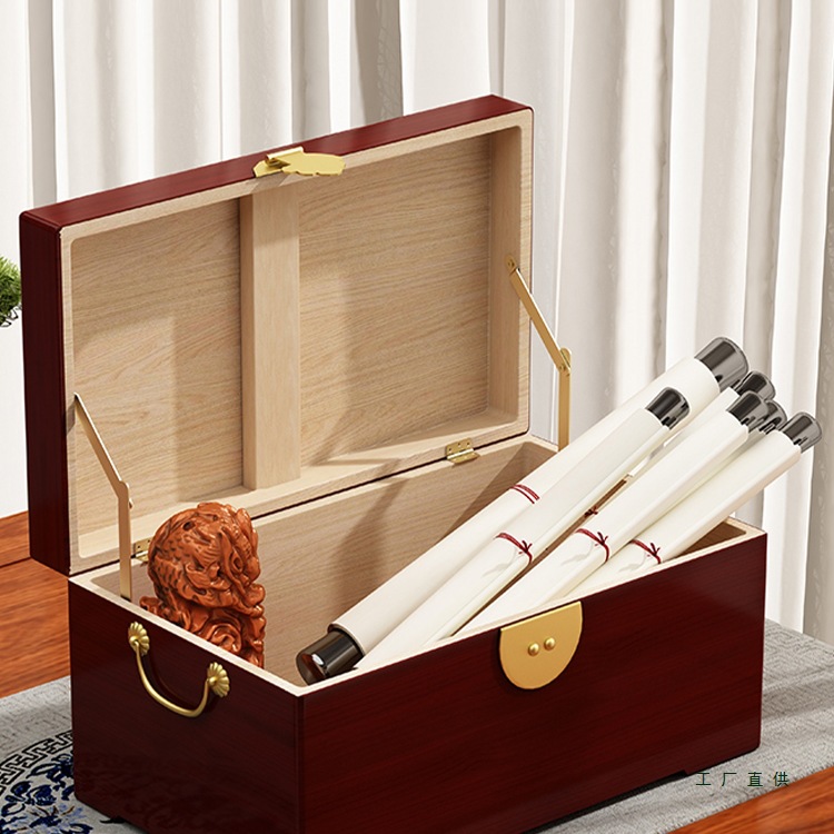 Dowry Box Camphor Wood Wedding Dowry Box Storage Storage Calligraphy and Painting Box Wedding Clothing Box Solid Wood Retro Wooden Box