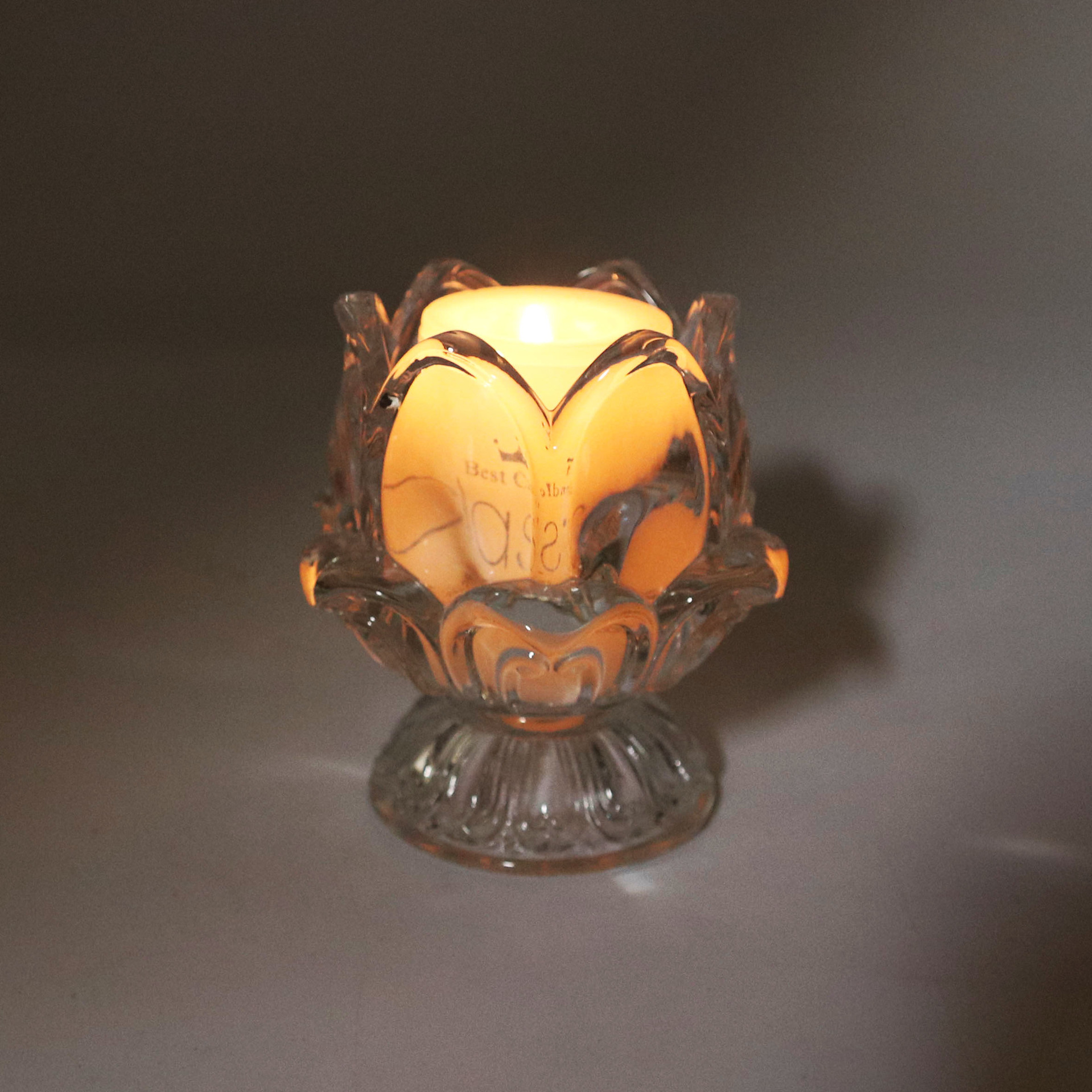 Crystal Glass Lotus Butter Candle Cup Buddha-offering Lamp Butter Lamp Glass Candle Holder Long Bright Lamp Holder Wax Cup