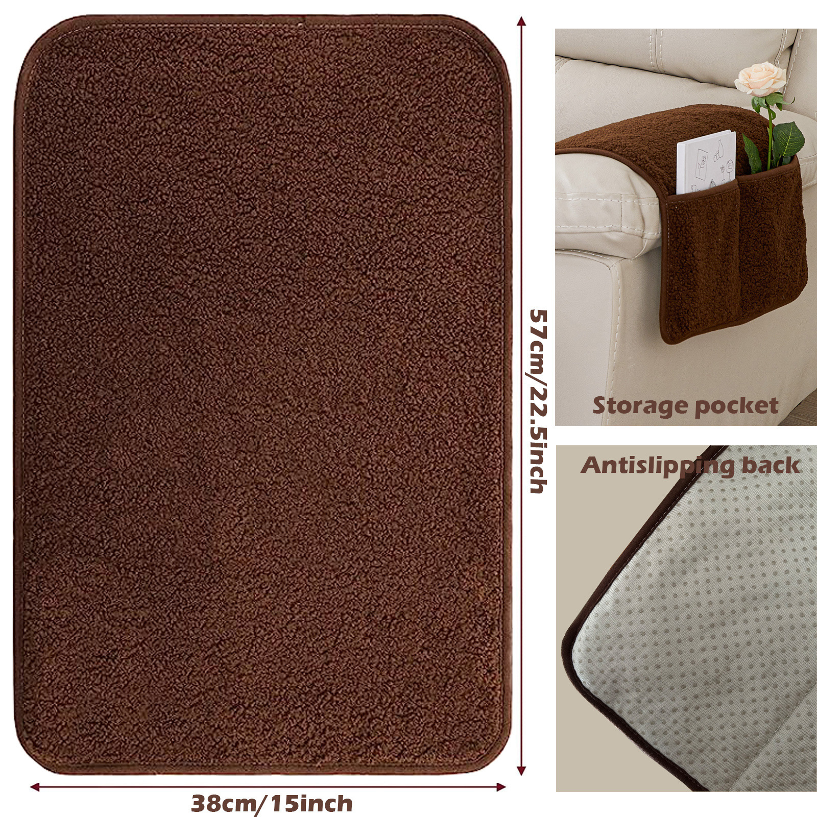 Amazon Cross-border Cashmere Sofa Armrest Pad Three-piece Set with Storage Bag Single-seat Sofa Handicap Towel