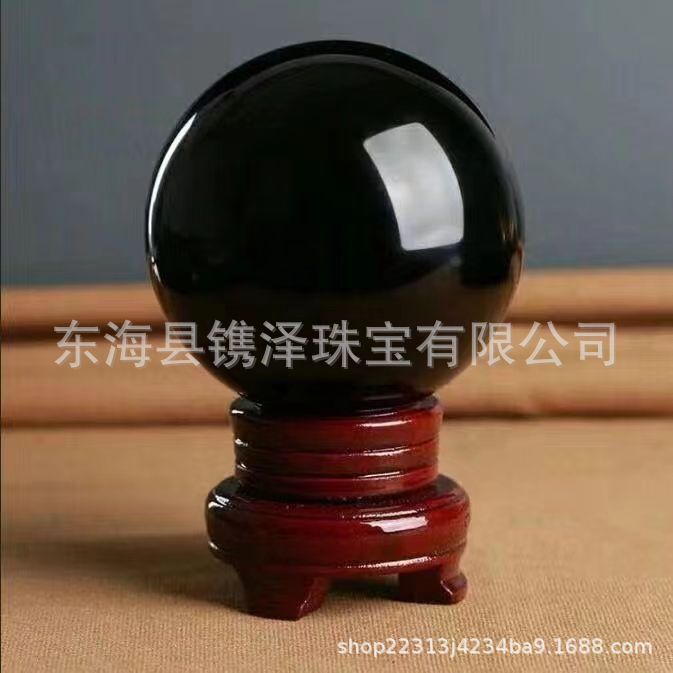 Natural obsidian black crystal ball ornaments 2 to 20cm in stock direct selling raw stone polished ornaments