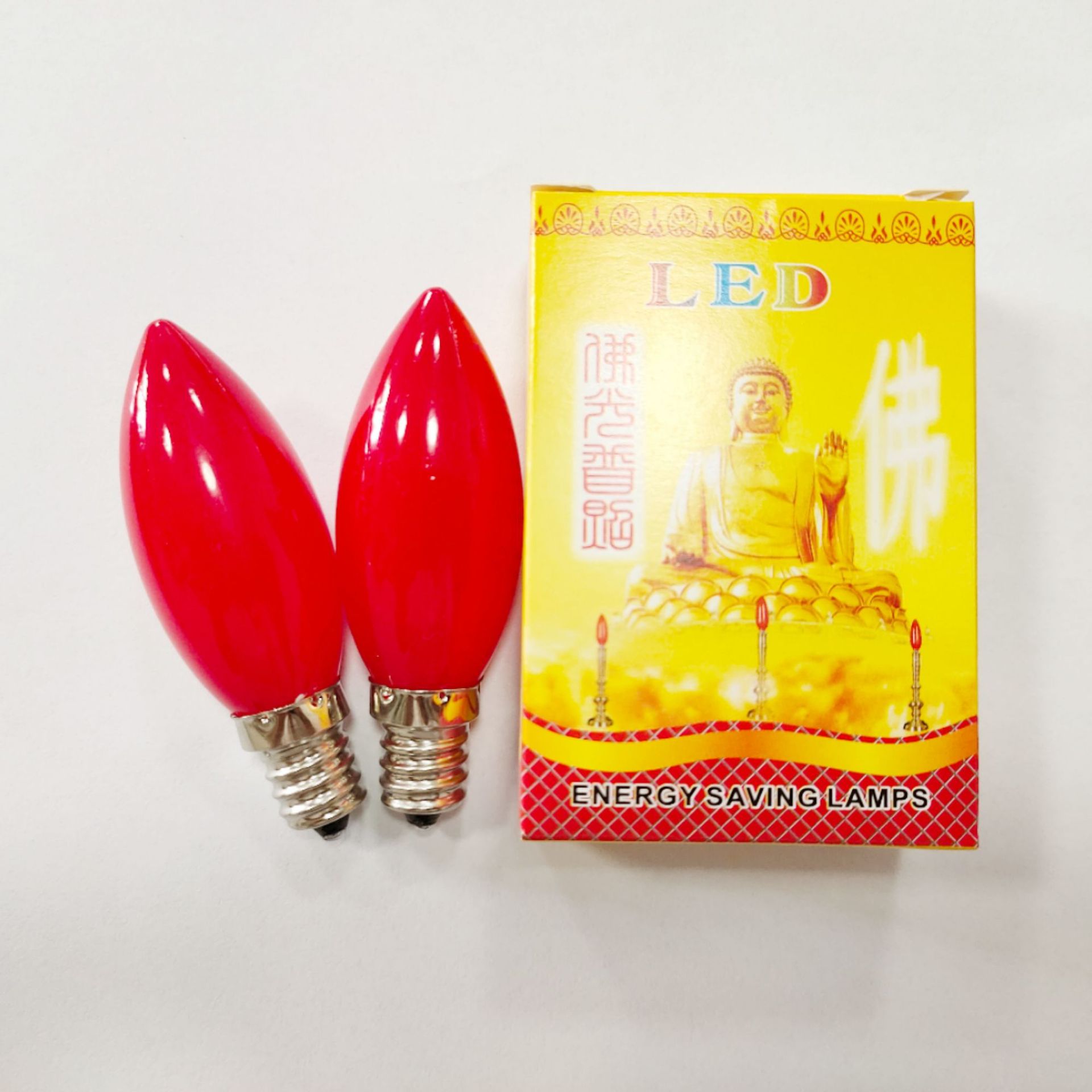 Led Shentai Bulb E14 E12 Red Candle God Buddha Lamp Wealth Lamp Pointed Bubble Buddha Bead Decorative Lamp Red Lamp