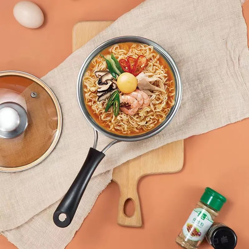 Stainless steel milk pot noodle pot noodle food supplement pot non-magnetic thickened household kitchen Korean small soup pot gift gift